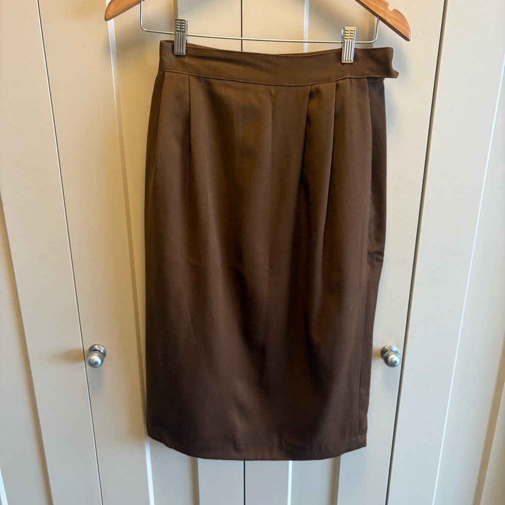 Vintage Wool 🐏 Brown Lined Pencil Skirt-Made in 🇭🇺 Hungary-Size 8